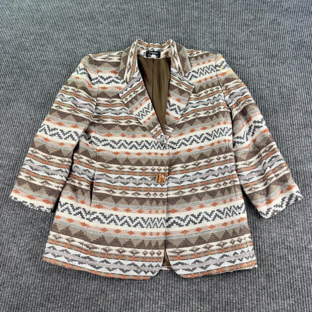 Town & Travel Womens M Southwestern Blazer Jacket USA Aztec Tribal Western Coat